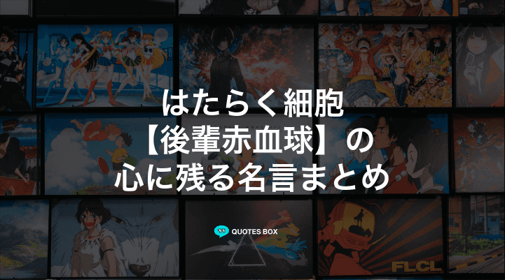 「後輩赤血球」の名言1選！泣ける感動の名セリフなど人気セリフを紹介！